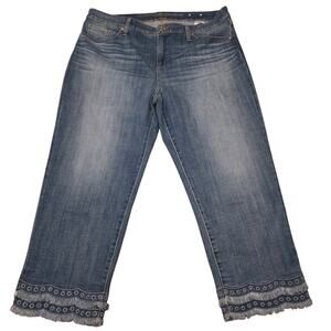 Chico’s So Slimming Girlfriend Slim Leg Crop Jeans Size 16 Chico’s 3 Embroidered